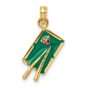 14k Yellow Gold 3-D Pool Table Charm Pendant