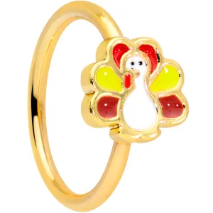 18 Gauge 3/8 Gold Tone Turkey Time Thanksgiving Nose Hoop