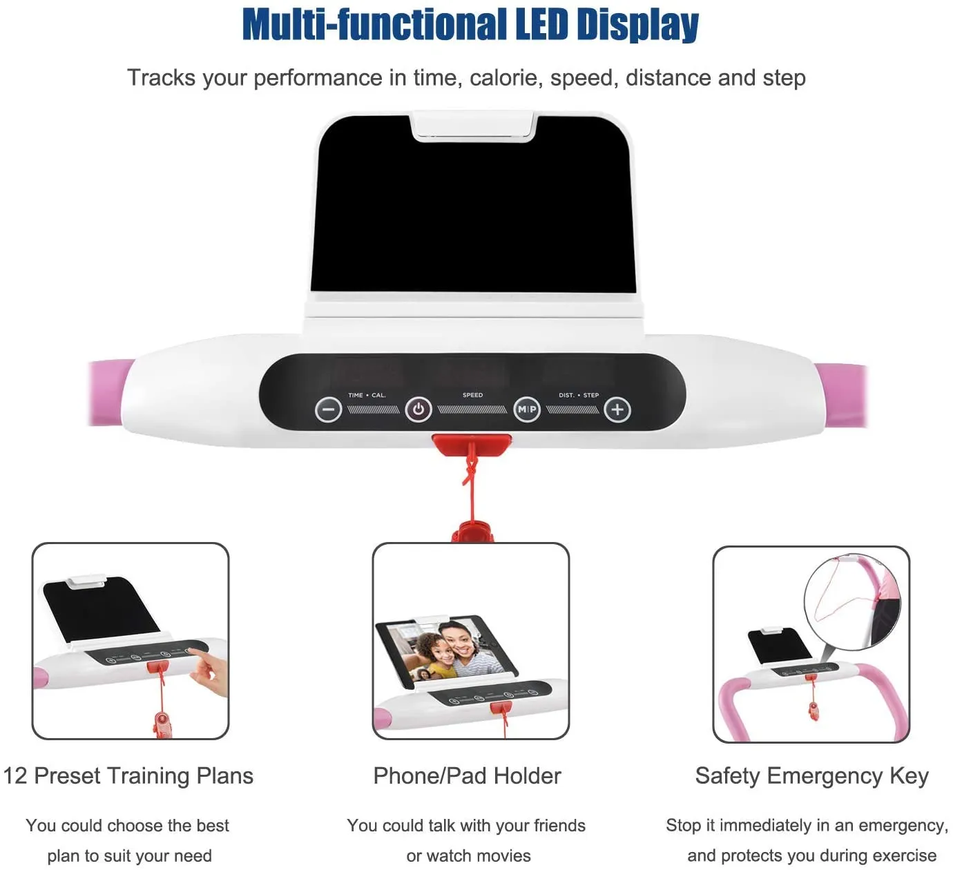 2 in 1 Folding Treadmill, Smart Walking Running Machine
