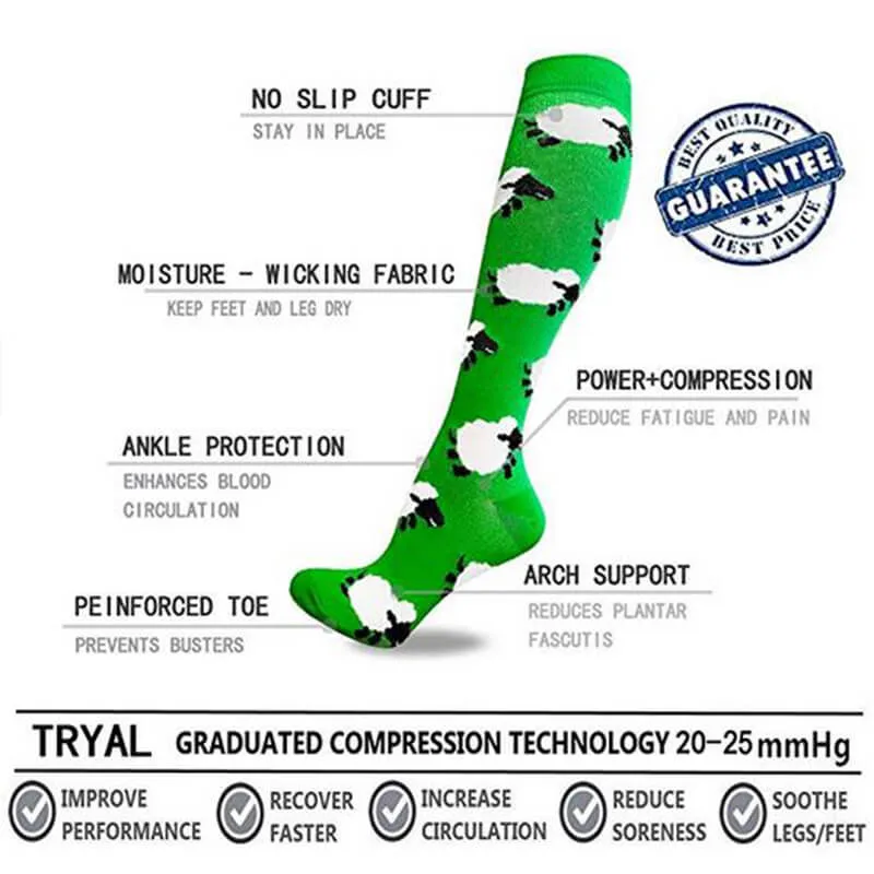 2-Pairs Animal Print Compression Stockings 20-25mmHG for Man and Woman | ACTINPUT