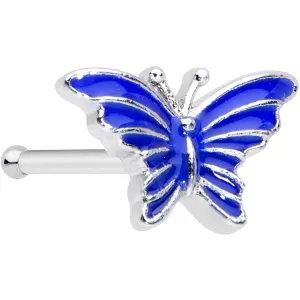20 Gauge 1/4 Beautiful Blue Butterfly Nose Bone
