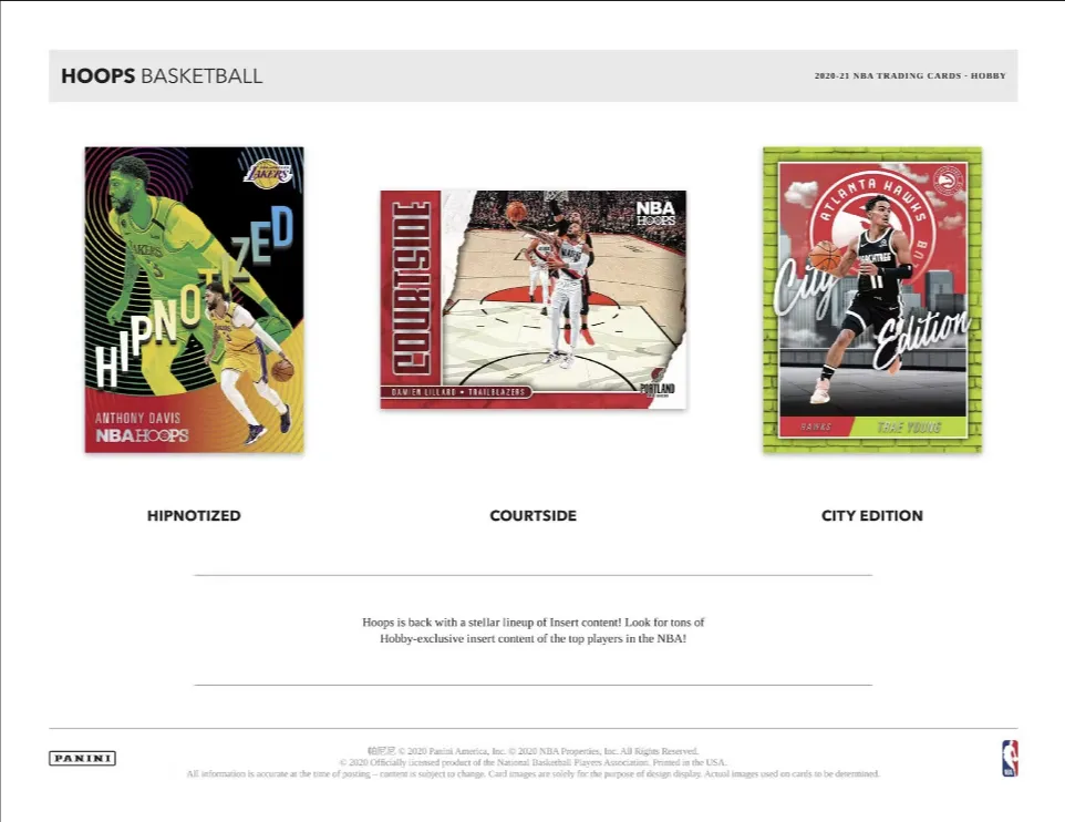 2020-21 Panini NBA Hoops Basketball Hobby Box
