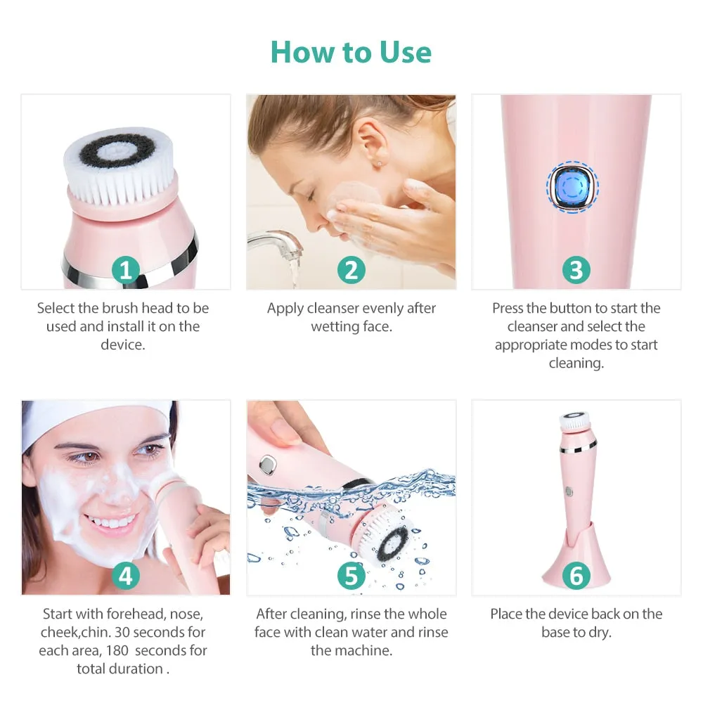 4 in 1 Waterproof Facial Cleansing Brush