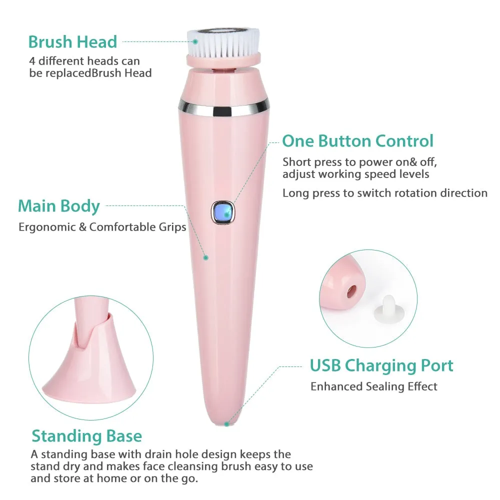 4 in 1 Waterproof Facial Cleansing Brush