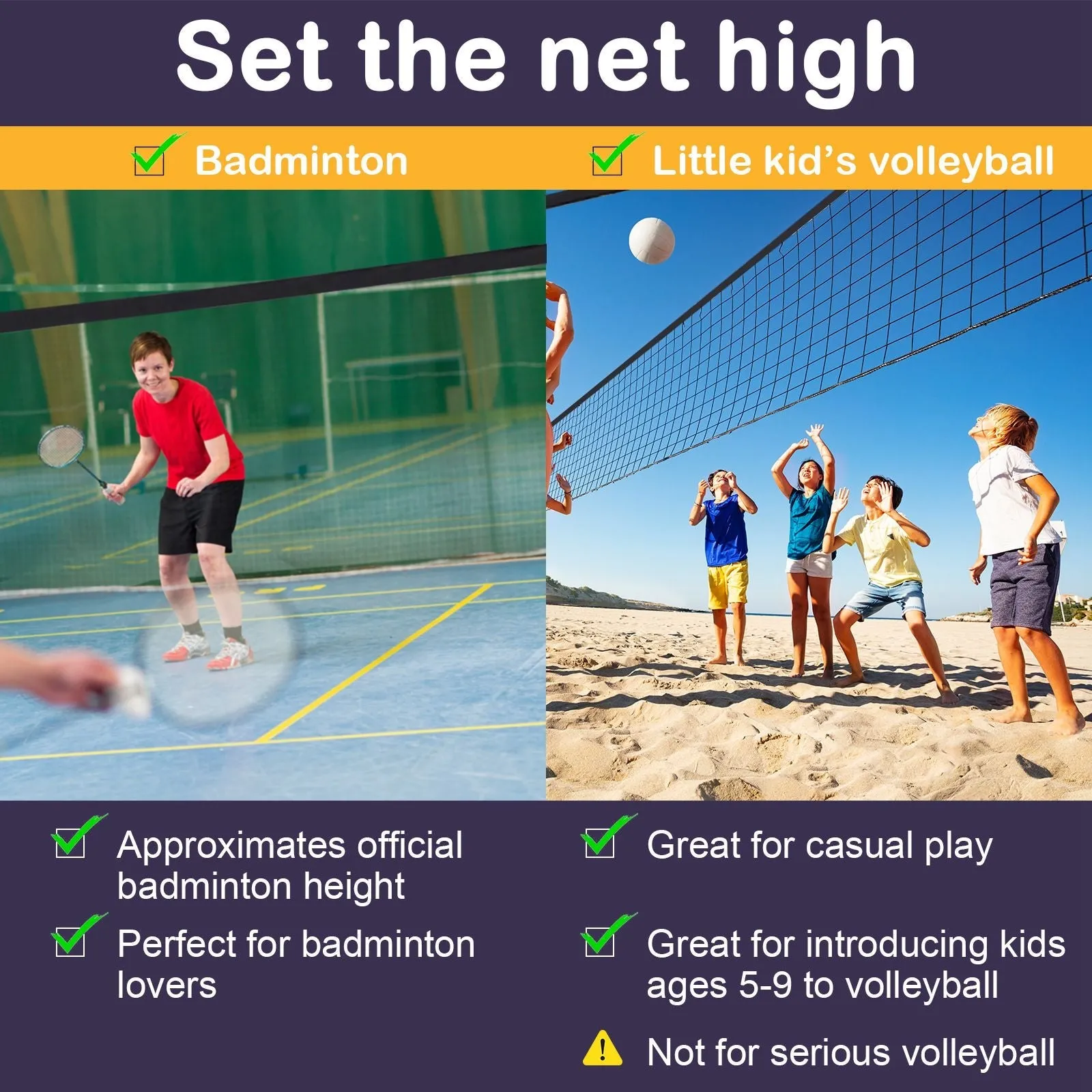4m Portable PE Sports Net w/ Carry Bag Black