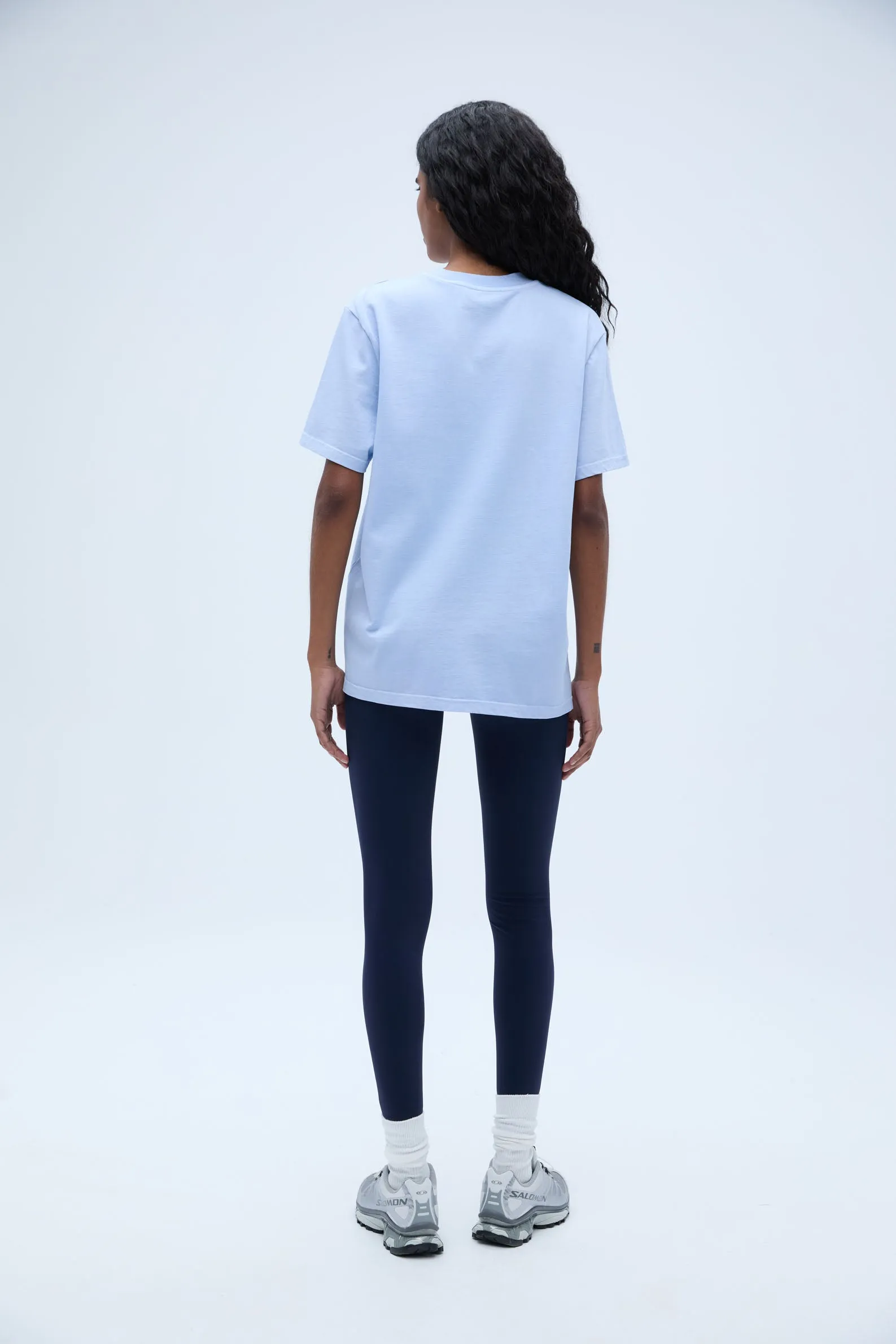 Adanola Running Short Sleeve Oversized T-shirt - Powder Blue/Navy Blue