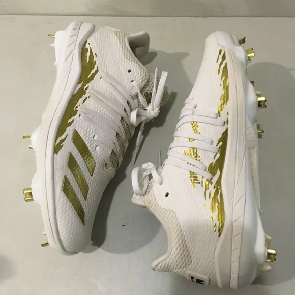 ADIDAS AFTERBURNER 6 SPEED TRAP WHITE/GOLD CLEATS 8-NICE!