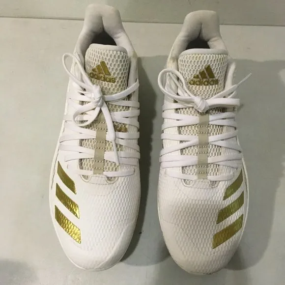 ADIDAS AFTERBURNER 6 SPEED TRAP WHITE/GOLD CLEATS 8-NICE!