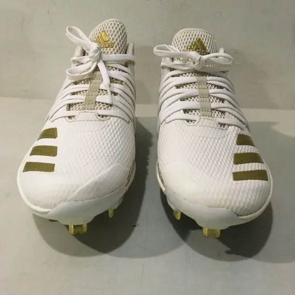 ADIDAS AFTERBURNER 6 SPEED TRAP WHITE/GOLD CLEATS 8-NICE!