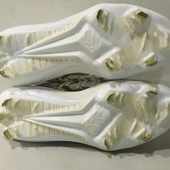 ADIDAS AFTERBURNER 6 SPEED TRAP WHITE/GOLD CLEATS 8-NICE!