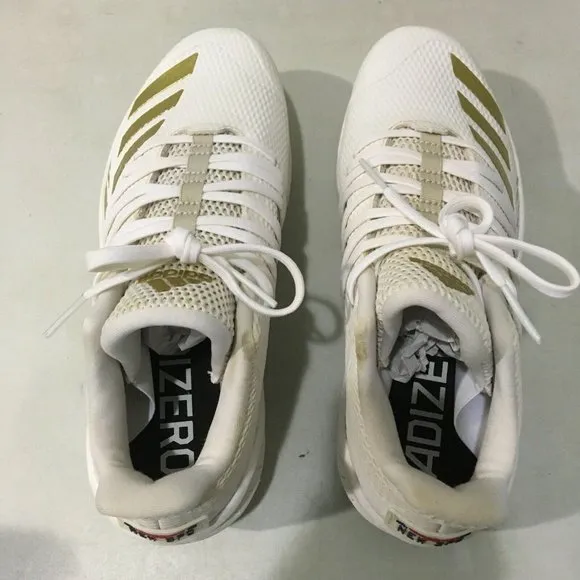 ADIDAS AFTERBURNER 6 SPEED TRAP WHITE/GOLD CLEATS 8-NICE!