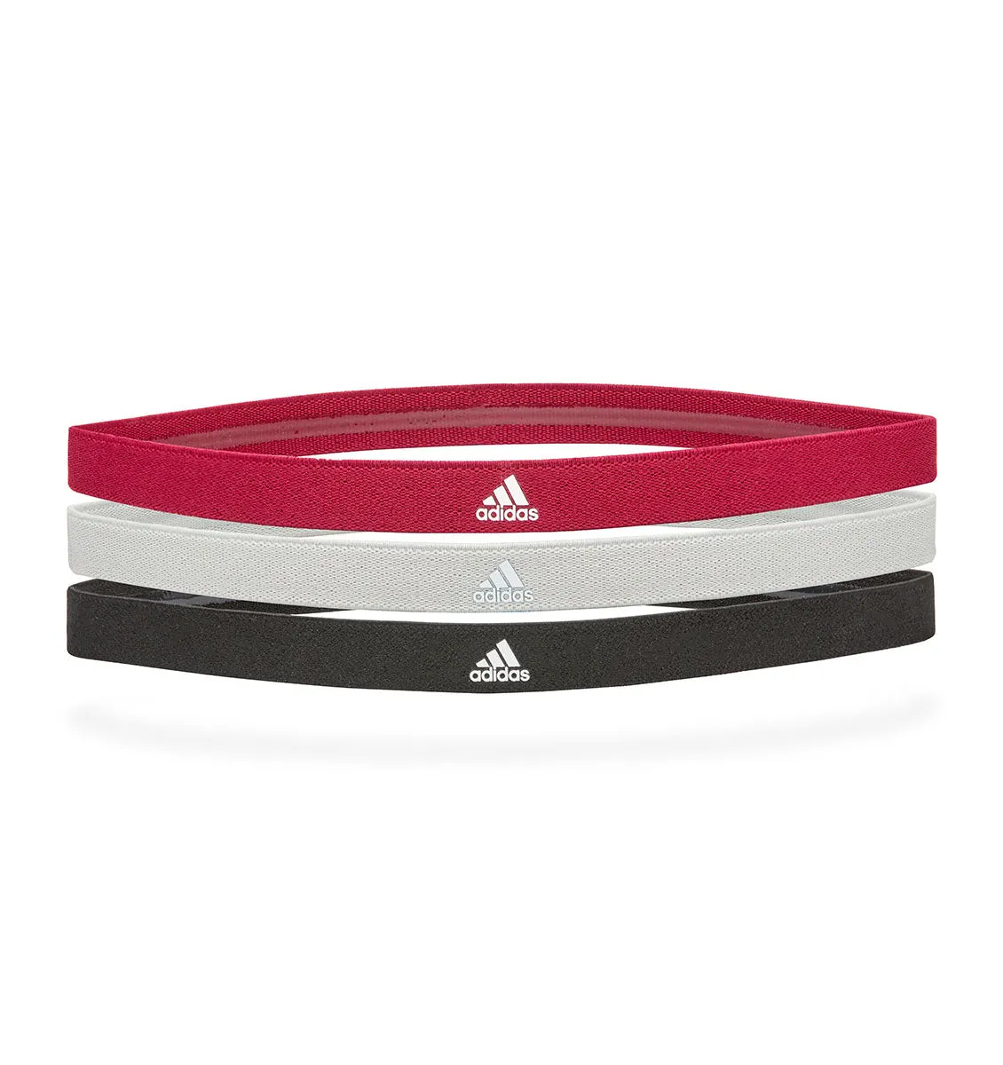adidas Sports Hair Bands - Black/Grey/Powerberry (3 Pack)