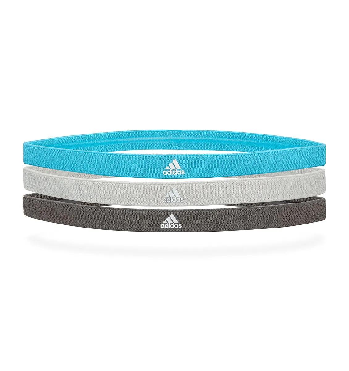 adidas Sports Hair Bands - Grey/Grey/Signal Cyan (3 Pack)