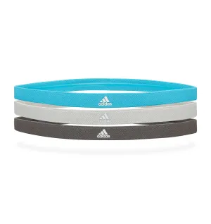 adidas Sports Hair Bands - Grey/Grey/Signal Cyan (3 Pack)
