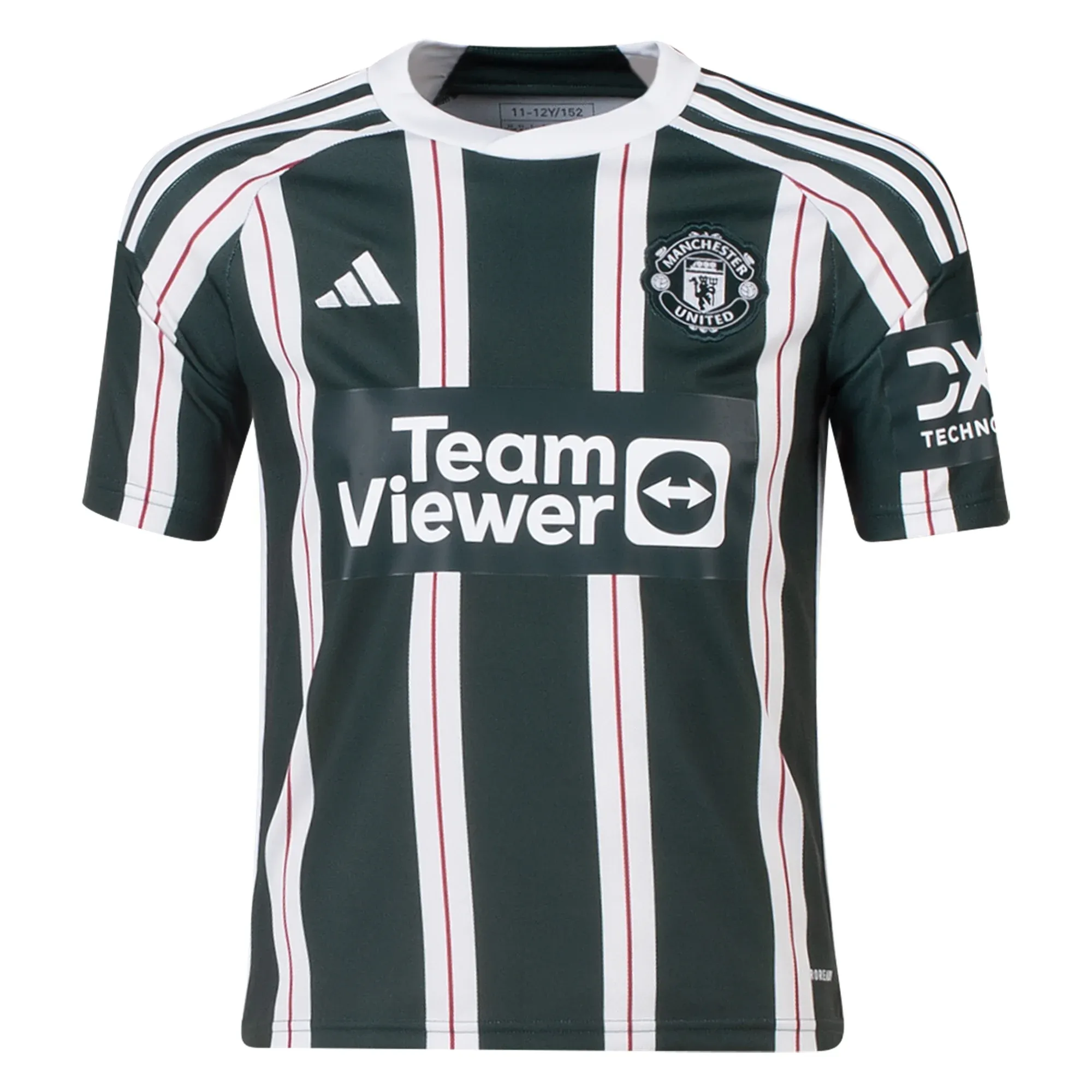 adidas Youth Manchester United Victor Lindelof Away Jersey 23/24 (Green Night/Core White/Active Maroon)