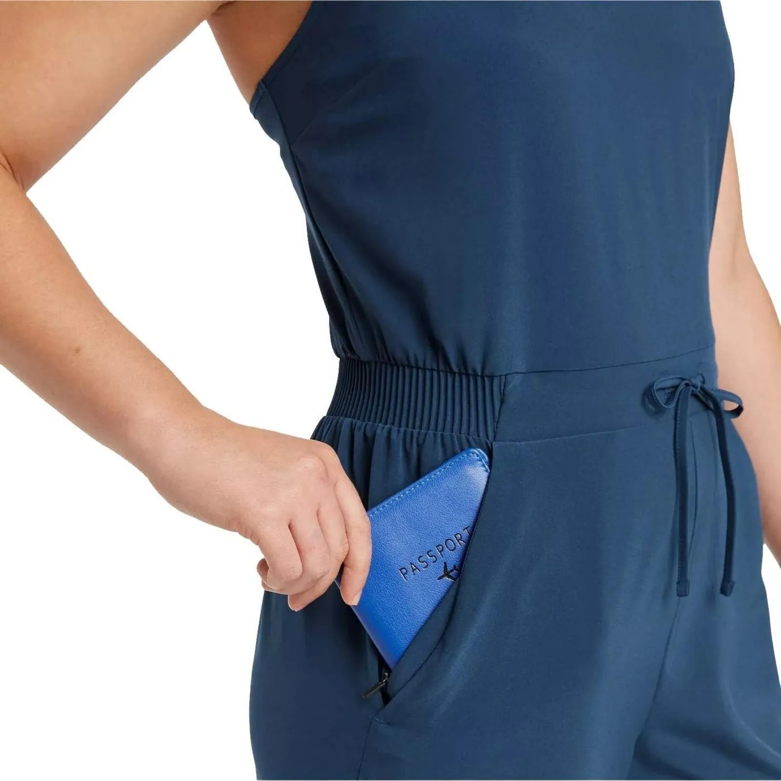 All In Motion Women's Stretch Woven Jumpsuit - 77283346 Blue S