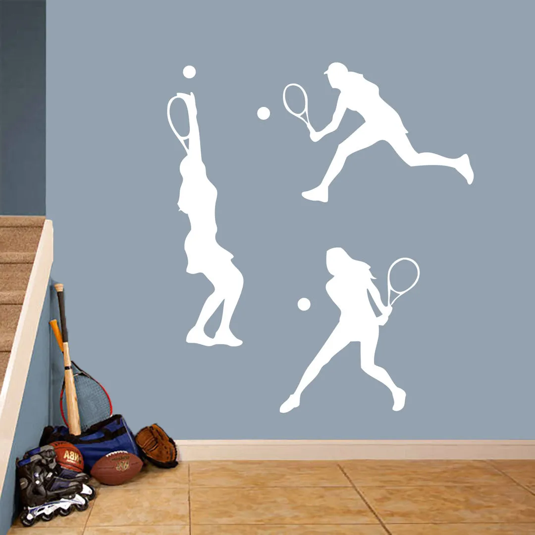 Angleterre Tennis Girl 3 Piece Wall Decal Set Winston Porter Color: White