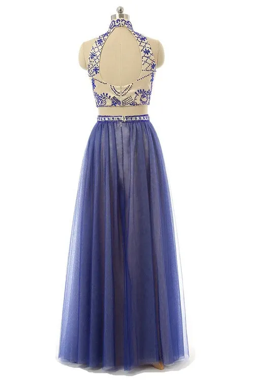 Anneprom Two Piece Backless Tulle Beading Prom/Evening Dress APP0023