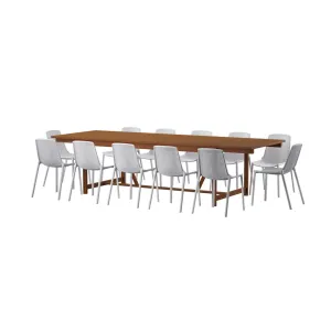 Askey Rectangular 12 - Person 118" Long Dining Set Wade Logan® Color: Dark Wood