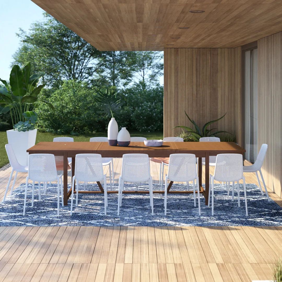 Askey Rectangular 12 - Person 118" Long Dining Set Wade Logan® Color: Dark Wood