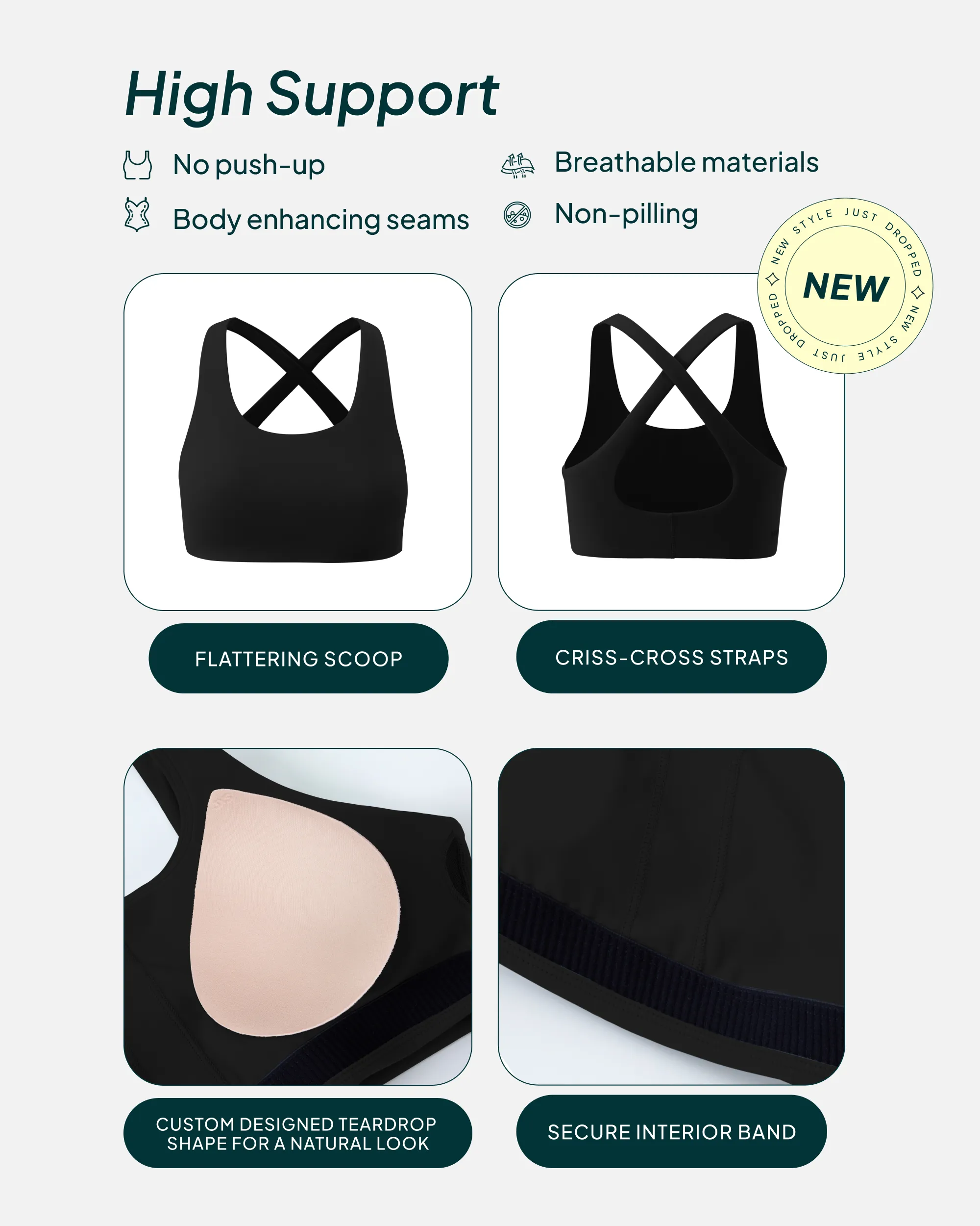 Athleisure Strappy Scoop High-Support Sports Bra