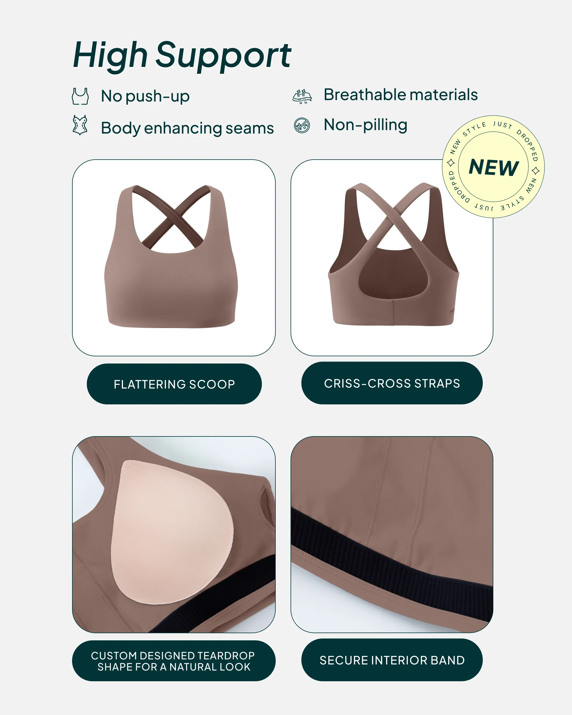 Athleisure Strappy Scoop High-Support Sports Bra