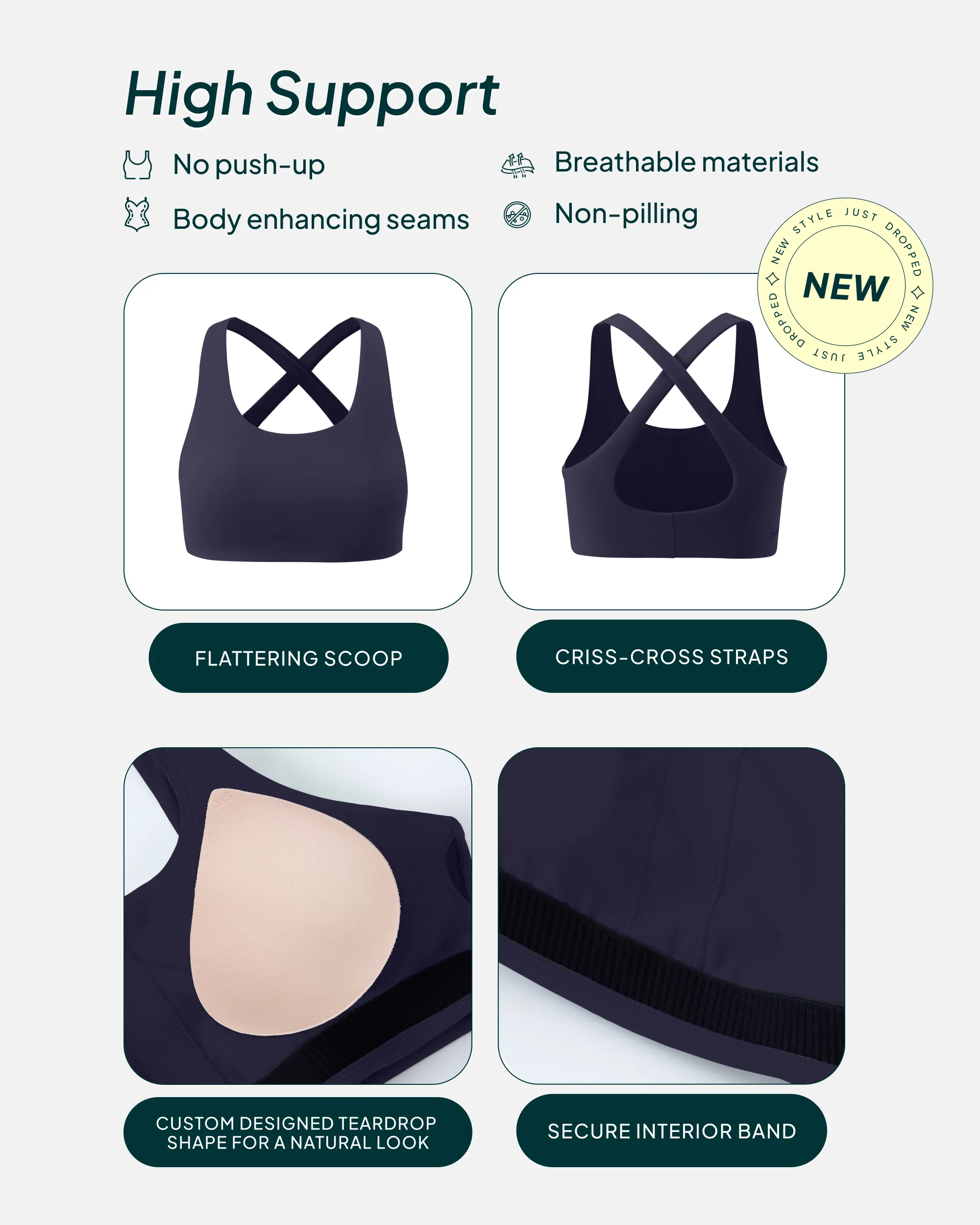 Athleisure Strappy Scoop High-Support Sports Bra