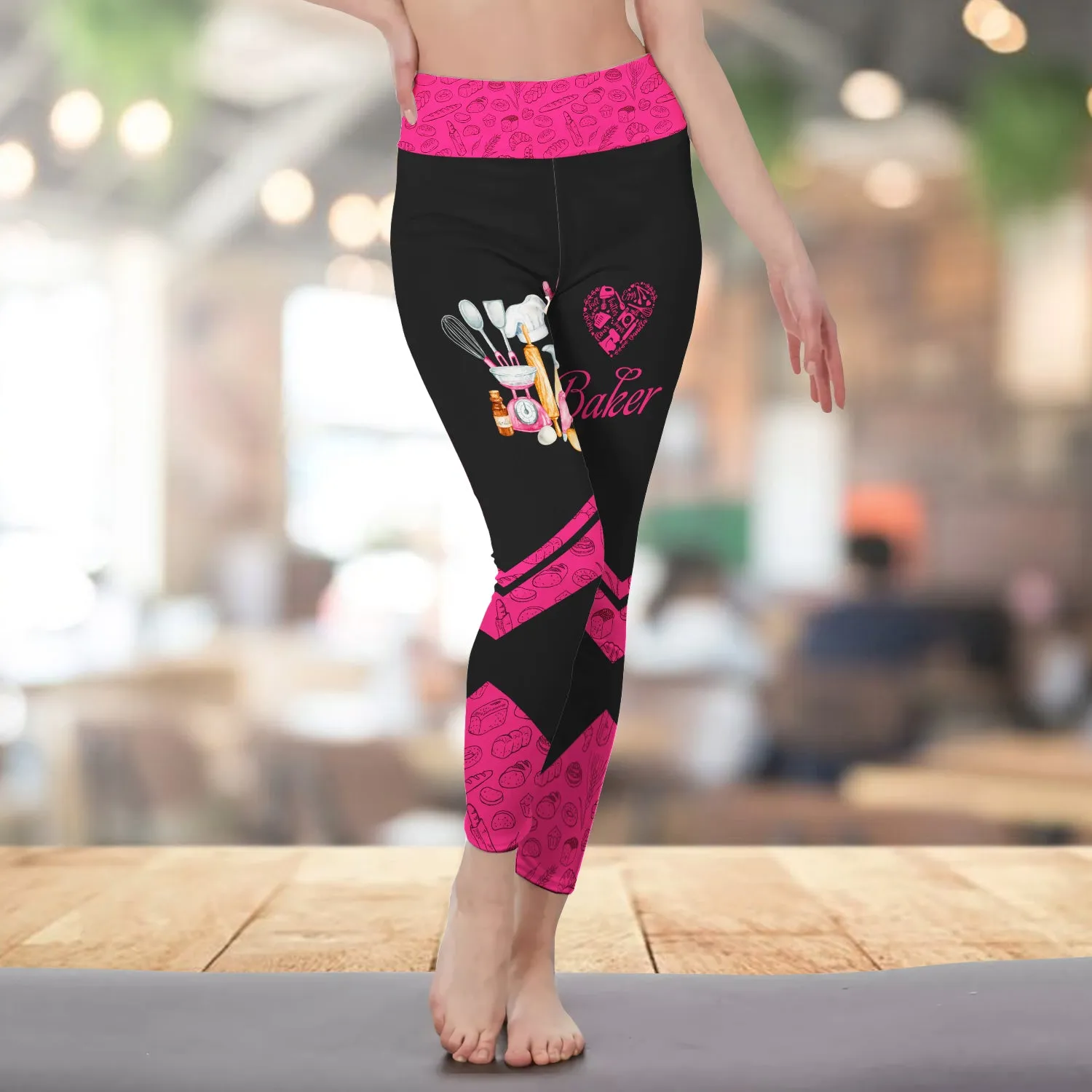 Baking Supplies, Baker, Bakery Chef Legging Bakery Pattern 3D Legging 06