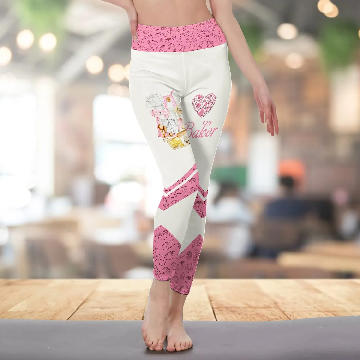 Baking Supplies, Baker, Bakery Chef Legging Bakery Pattern 3D Legging 08