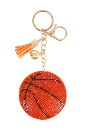 BASKETBALL RHINESTONE TASSEL KEYCHAIN