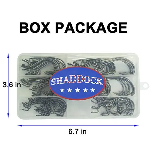 Bass Fishing Worm Hooks Set, 120pcs 3X Offset Fishing Hooks Bass High Carbon Steel Worm Bait Hooks Jig Fish Hooks for Bass Trout Saltwater Freshwater Fishing Tackle Accessories