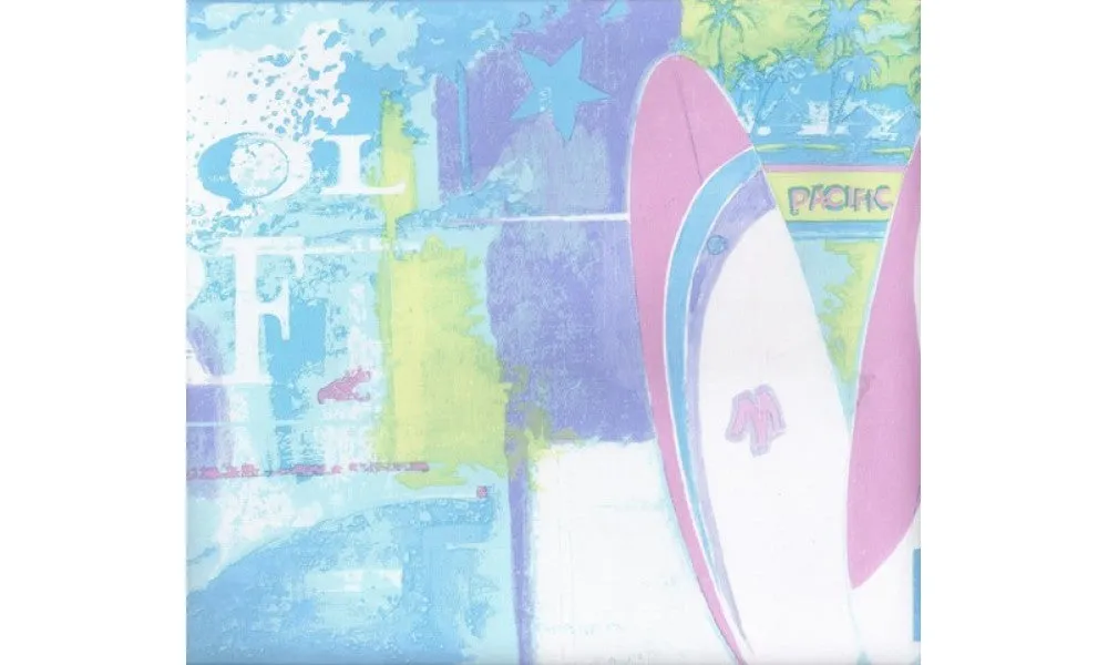 Blue Green Pink Cool Surf GU79204 Wallpaper Border