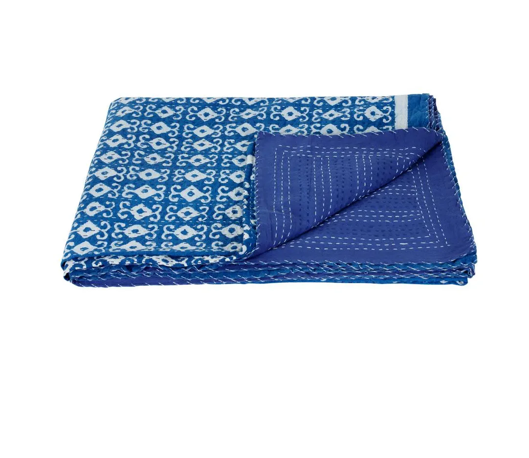Blue Ikat Queen/King Quilt