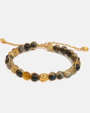 Blue Tiger Eye 6mm Bracelet | Gold