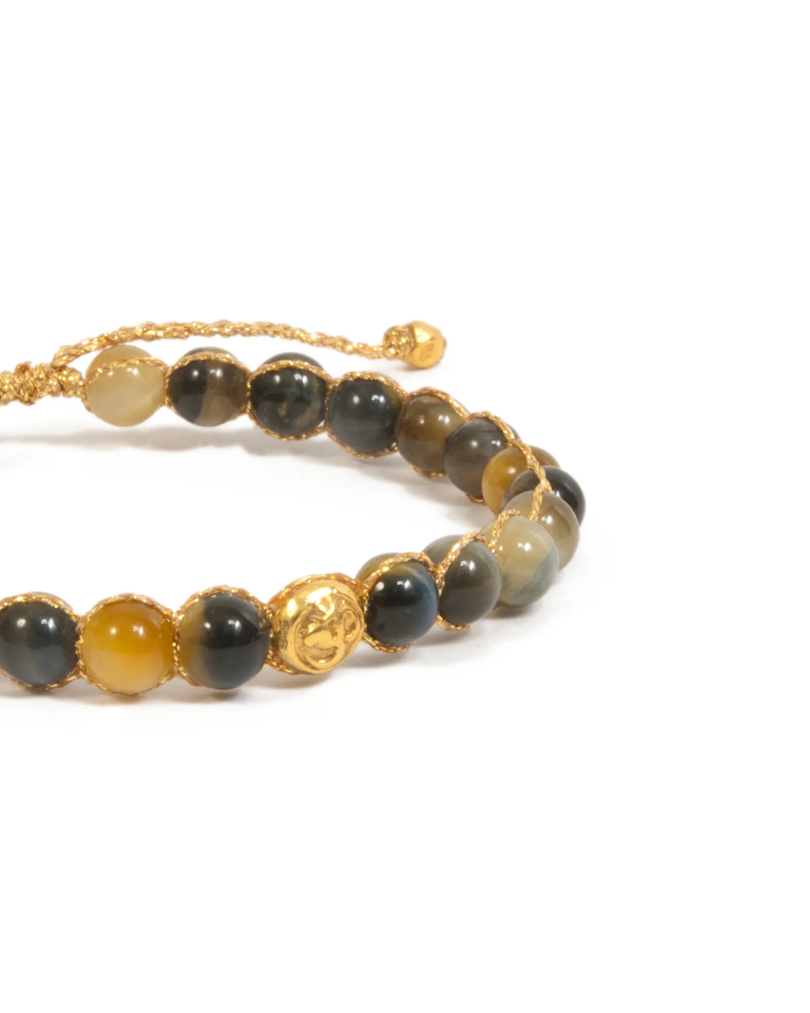 Blue Tiger Eye 6mm Bracelet | Gold