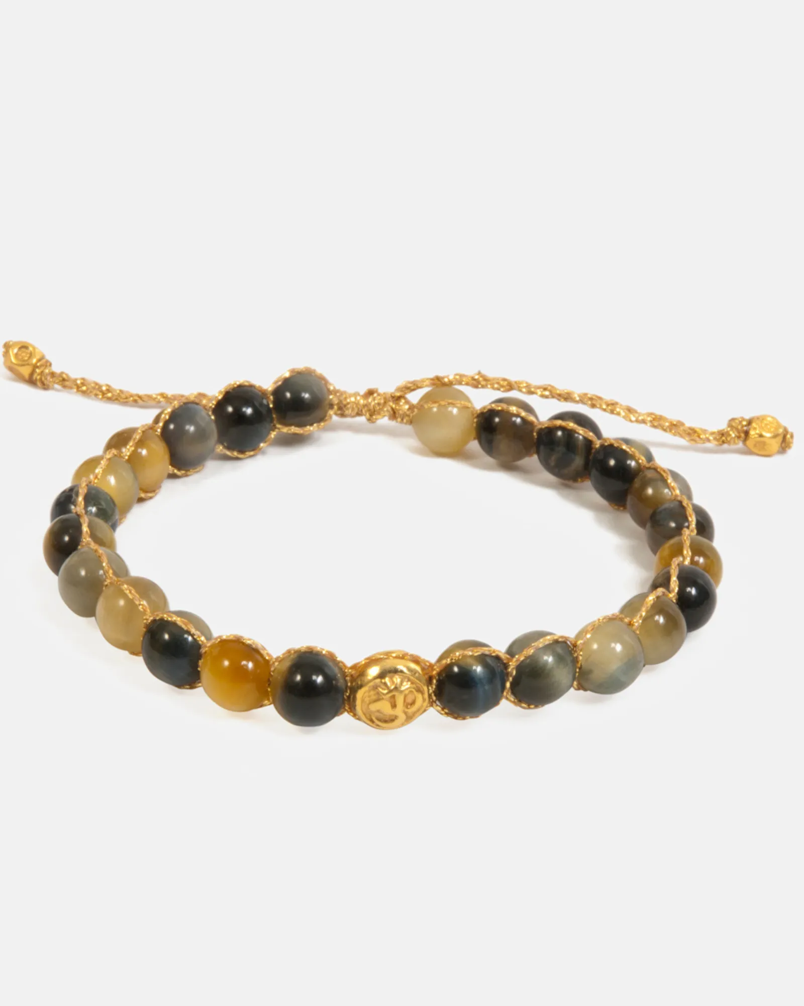 Blue Tiger Eye 6mm Bracelet | Gold