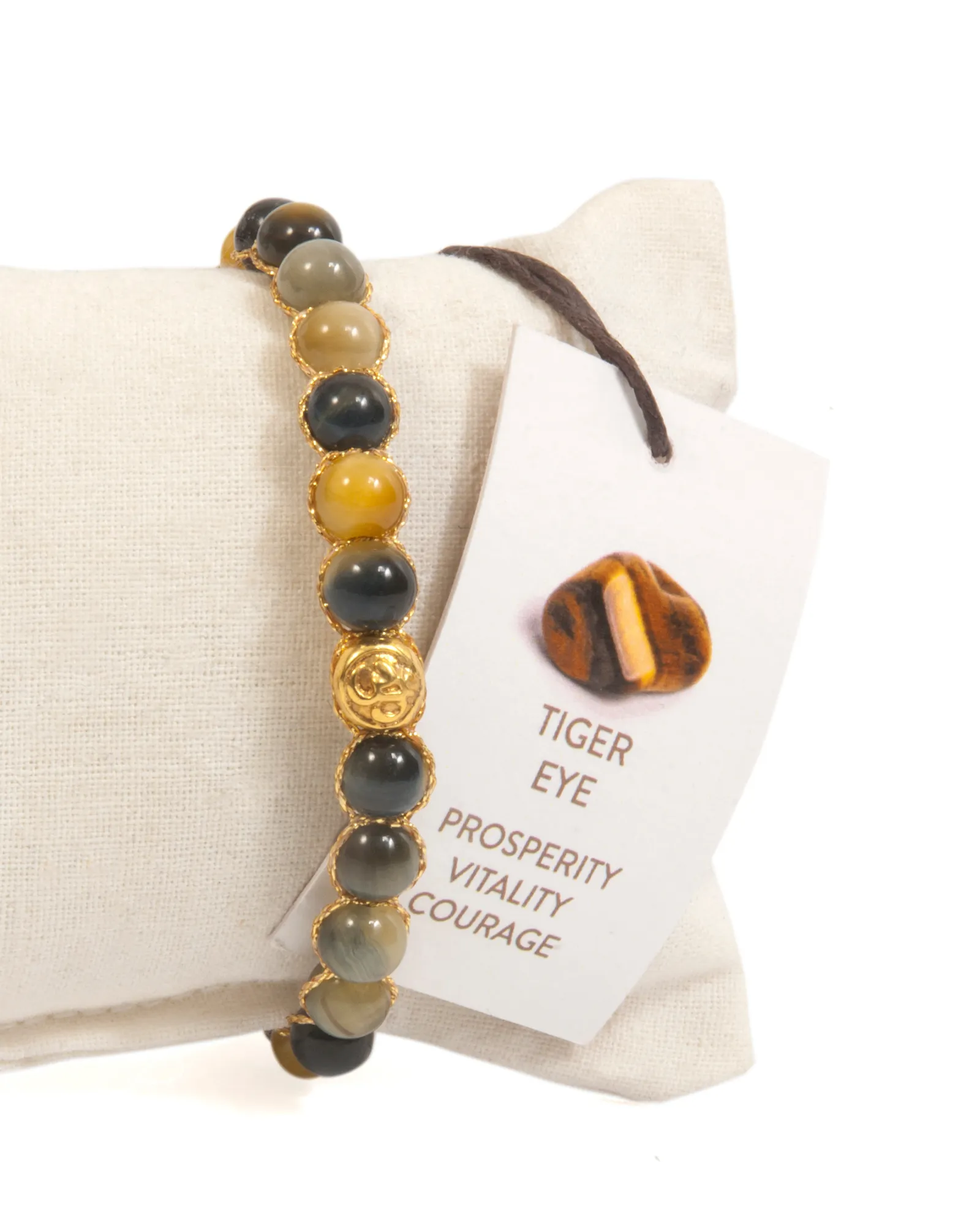 Blue Tiger Eye 6mm Bracelet | Gold