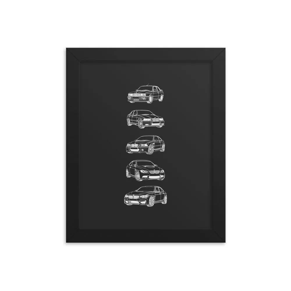 BMW M3 Evolution Silhouette Poster - Framed