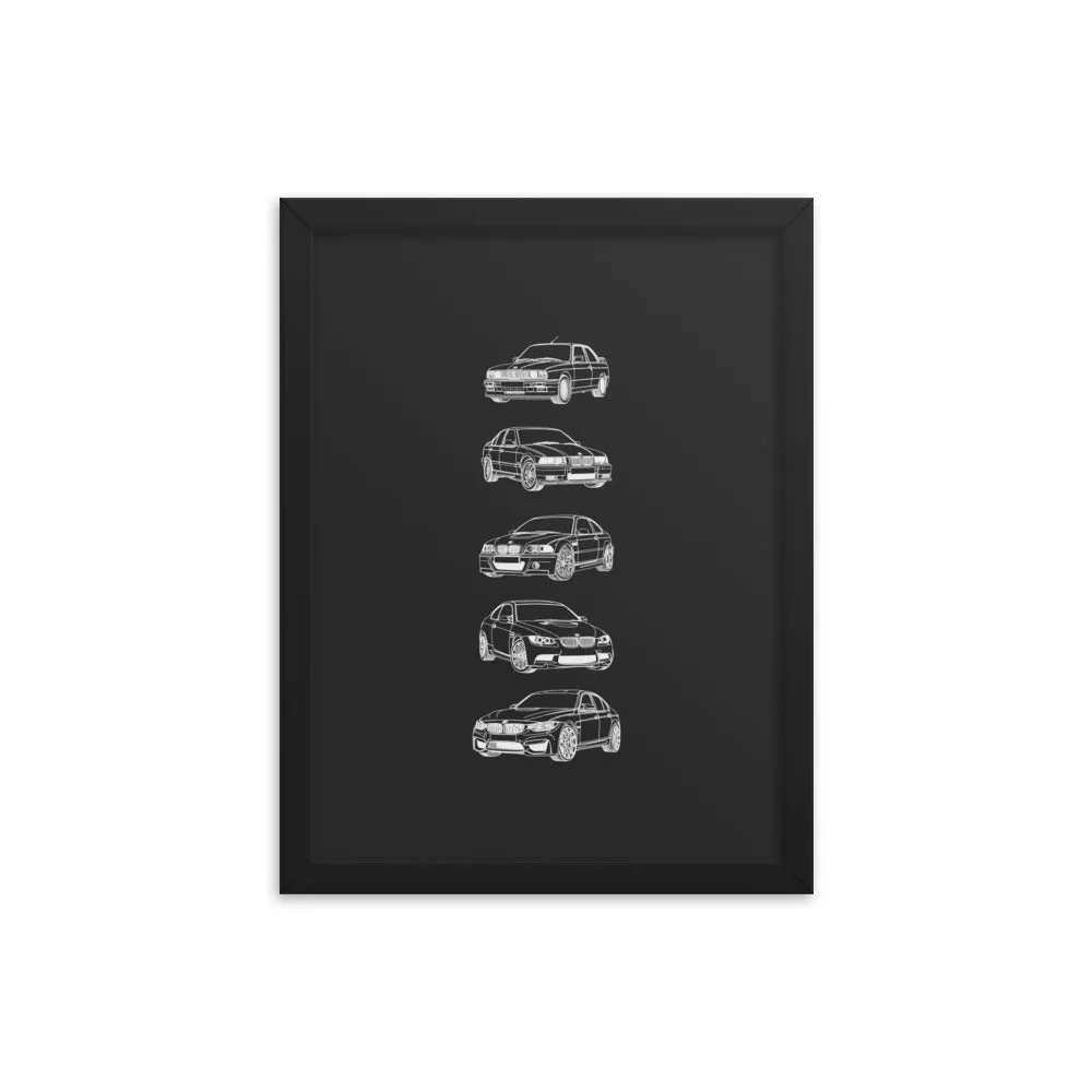 BMW M3 Evolution Silhouette Poster - Framed