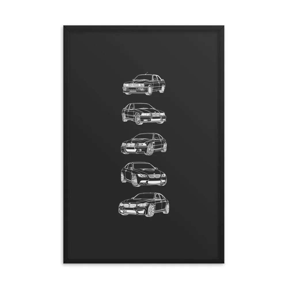 BMW M3 Evolution Silhouette Poster - Framed