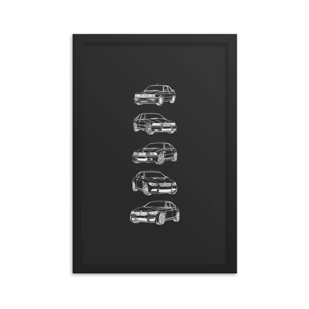 BMW M3 Evolution Silhouette Poster - Framed