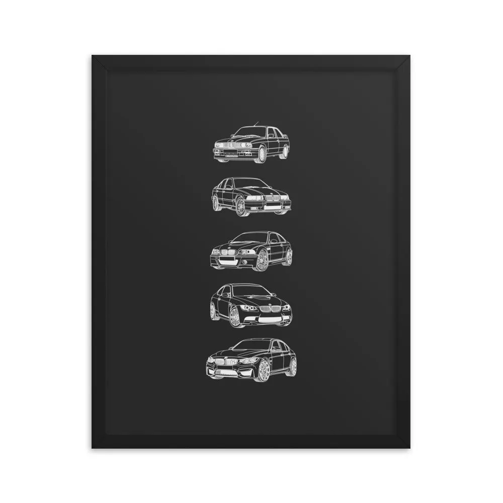 BMW M3 Evolution Silhouette Poster - Framed