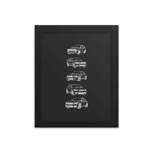 BMW M3 Evolution Silhouette Poster - Framed