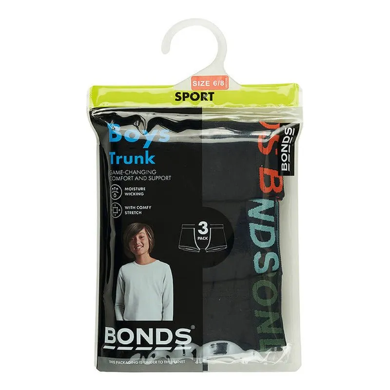 BONDS Kids Underwear Boys Trunk Sport 3 Pack - Multi