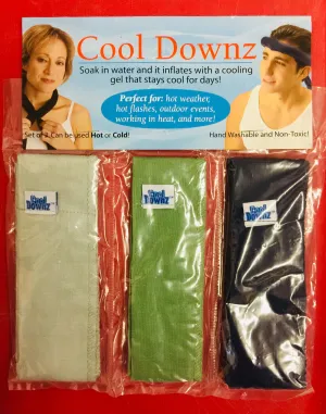 Brand new Pack of 3 Reusable Cool Downz! Keep you cool for hours! Great for Work outs, working in garden etc!