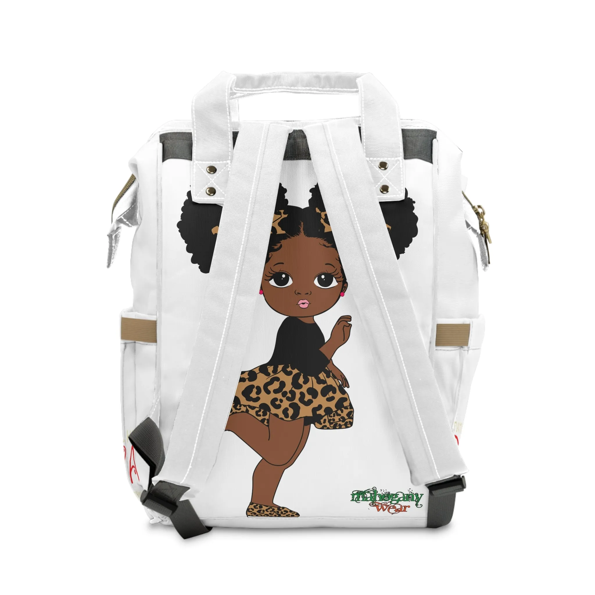 Brown Baby White Multifunctional Diaper Backpack