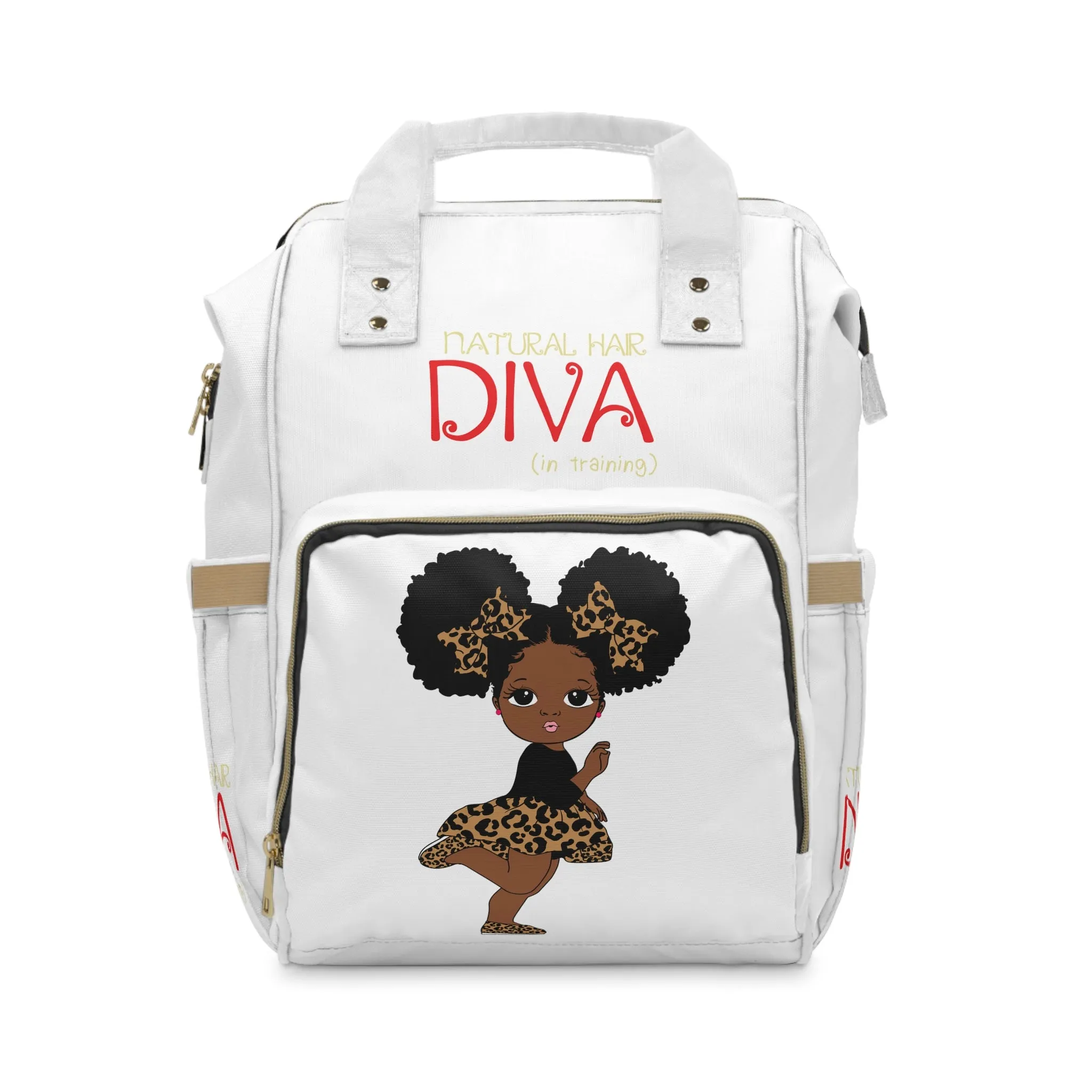 Brown Baby White Multifunctional Diaper Backpack