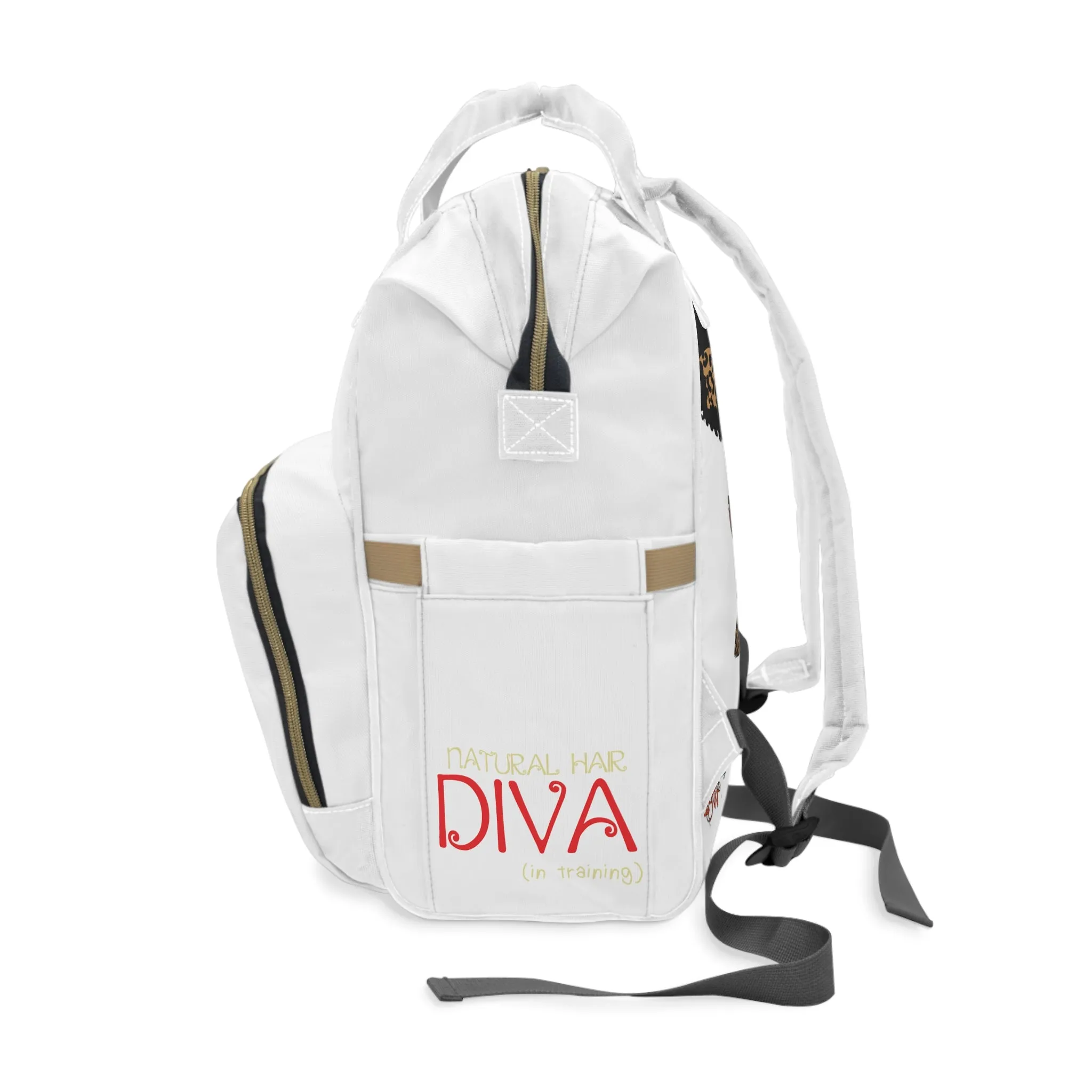 Brown Baby White Multifunctional Diaper Backpack