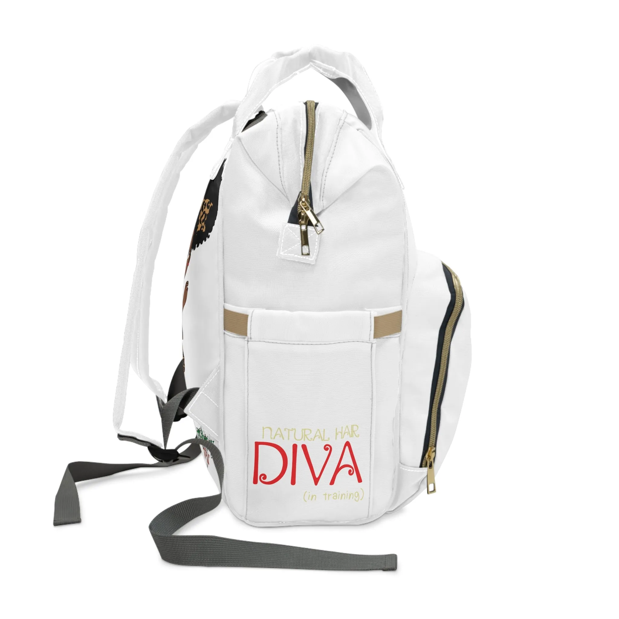 Brown Baby White Multifunctional Diaper Backpack