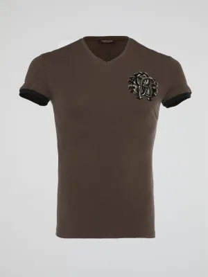 Brown V-Neck Logo Undershirt